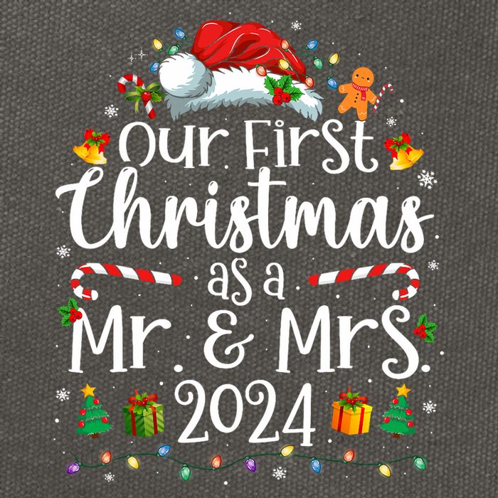 Our First Christmas As Mr And Mrs 2024 Matching Couples Cotton Canvas Backpack