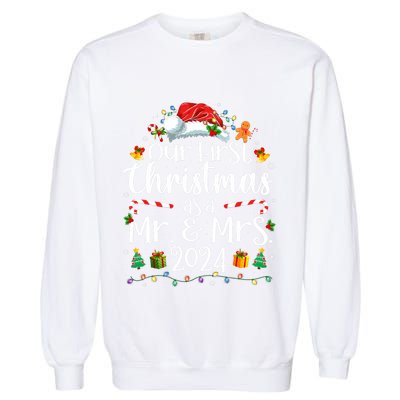 Our First Christmas As Mr And Mrs 2024 Matching Couples Garment-Dyed Sweatshirt