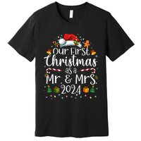 Our First Christmas As Mr And Mrs 2024 Matching Couples Premium T-Shirt