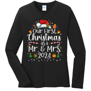 Our First Christmas As Mr And Mrs 2024 Matching Couples Ladies Long Sleeve Shirt