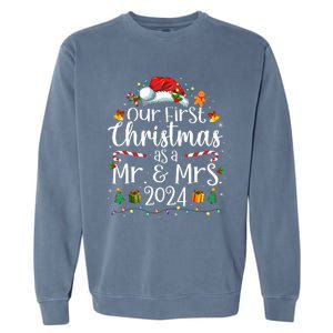 Our First Christmas As Mr And Mrs 2024 Matching Couples Garment-Dyed Sweatshirt