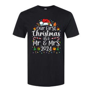 Our First Christmas As Mr And Mrs 2024 Matching Couples Softstyle CVC T-Shirt