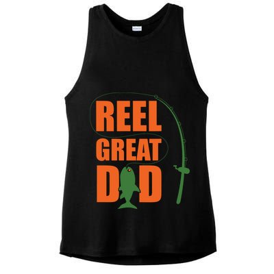 Orange Father`s Day Design For Fisherman Reel Great Dad Ladies PosiCharge Tri-Blend Wicking Tank