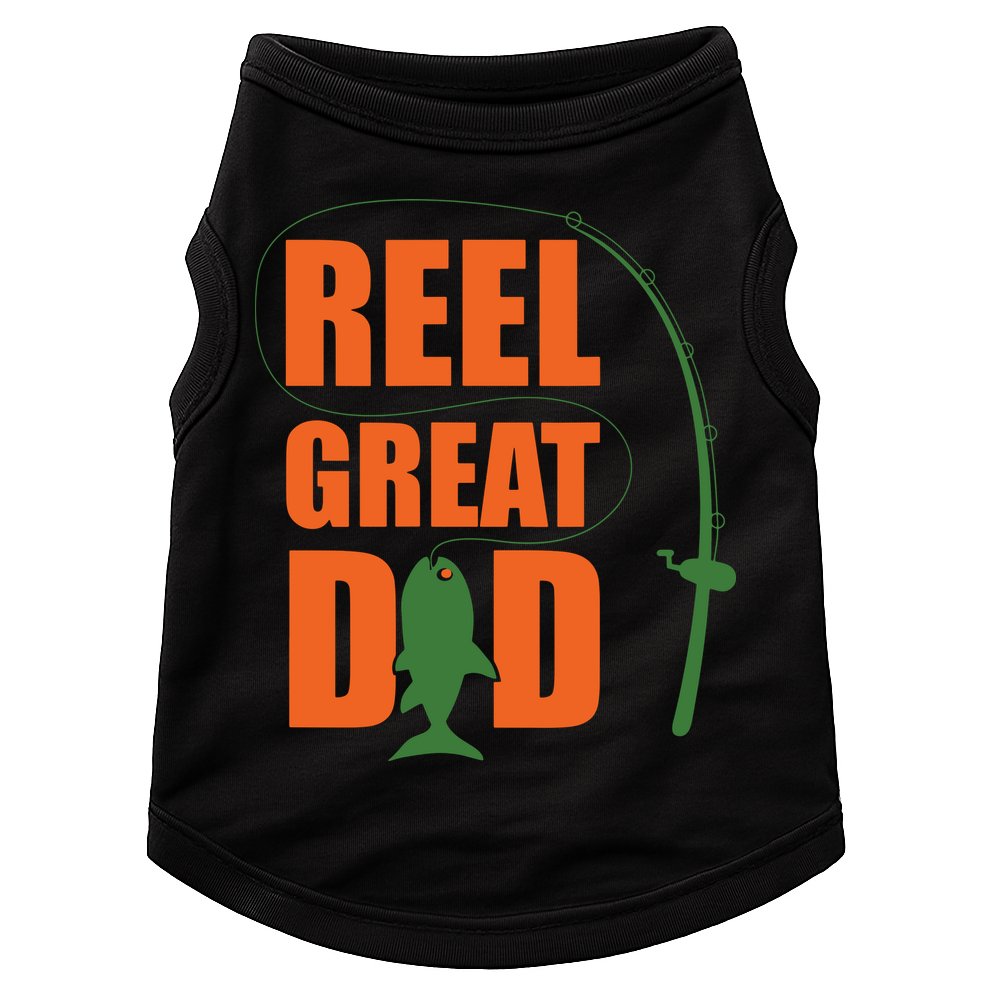 Orange Father`s Day Design For Fisherman Reel Great Dad Doggie Tank