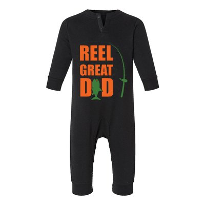 Orange Father`s Day Design For Fisherman Reel Great Dad Infant Fleece One Piece