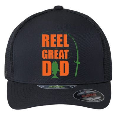 Orange Father`s Day Design For Fisherman Reel Great Dad Flexfit Unipanel Trucker Cap