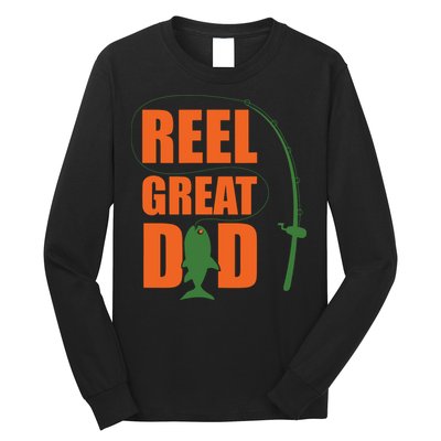 Orange Father`s Day Design For Fisherman Reel Great Dad Long Sleeve Shirt