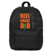 Orange Father`s Day Design For Fisherman Reel Great Dad 16 in Basic Backpack
