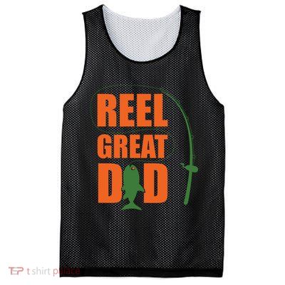 Orange Father`s Day Design For Fisherman Reel Great Dad Mesh Reversible Basketball Jersey Tank