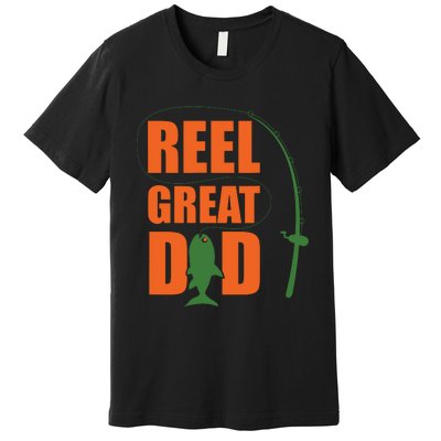 Orange Father`s Day Design For Fisherman Reel Great Dad Premium T-Shirt