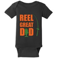 Orange Father`s Day Design For Fisherman Reel Great Dad Baby Bodysuit