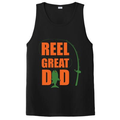 Orange Father`s Day Design For Fisherman Reel Great Dad PosiCharge Competitor Tank