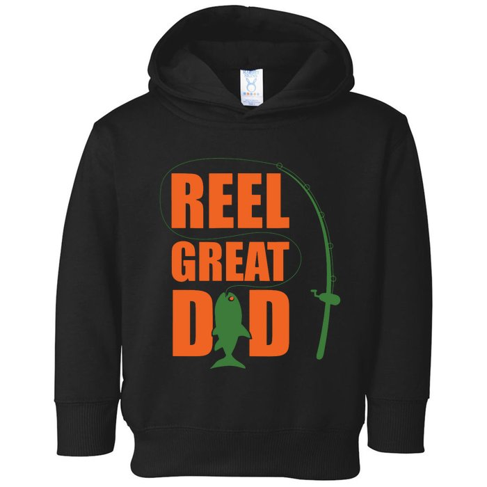 Orange Father`s Day Design For Fisherman Reel Great Dad Toddler Hoodie