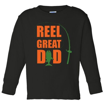 Orange Father`s Day Design For Fisherman Reel Great Dad Toddler Long Sleeve Shirt