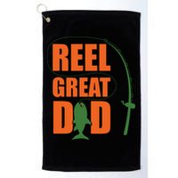 Orange Father`s Day Design For Fisherman Reel Great Dad Golf Towel