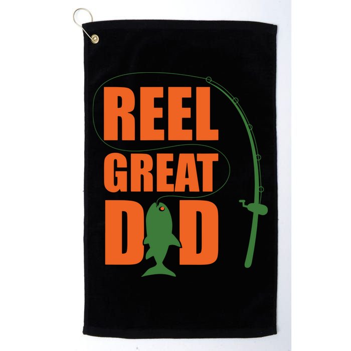 Orange Father`s Day Design For Fisherman Reel Great Dad Golf Towel