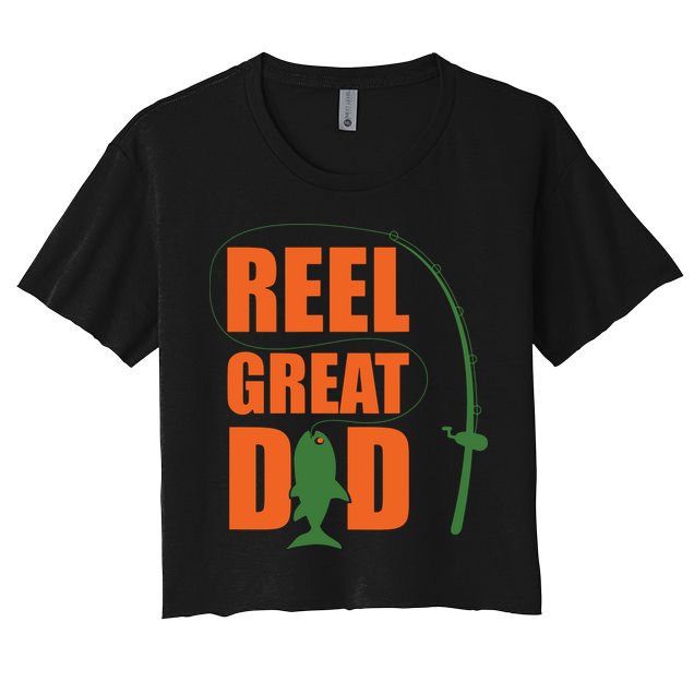 Orange Father`s Day Design For Fisherman Reel Great Dad Crop Top