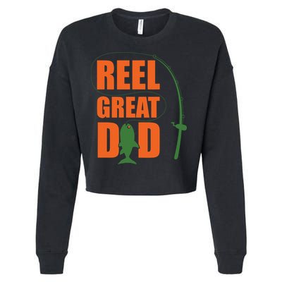 Orange Father`s Day Design For Fisherman Reel Great Dad Cropped Pullover Crew