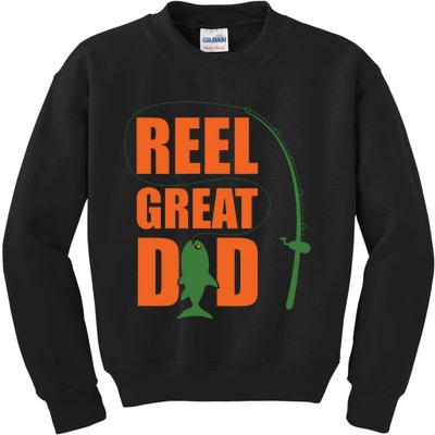 Orange Father`s Day Design For Fisherman Reel Great Dad Kids Sweatshirt