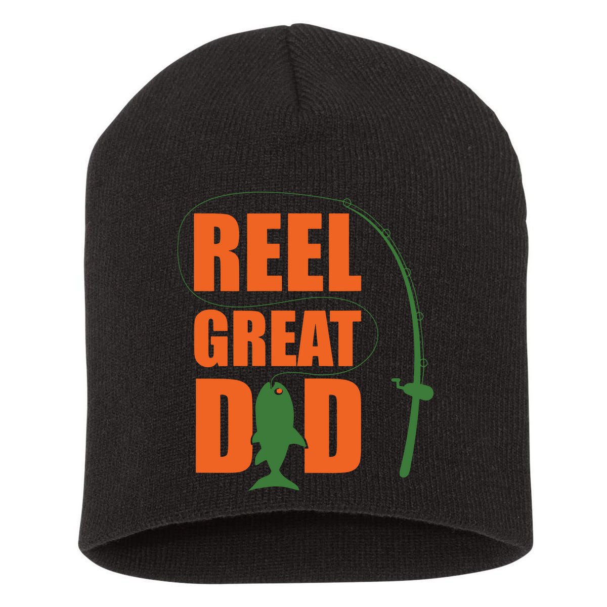 Orange Father`s Day Design For Fisherman Reel Great Dad Short Acrylic Beanie