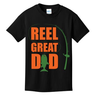 Orange Father`s Day Design For Fisherman Reel Great Dad Kids T-Shirt