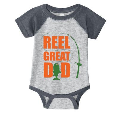 Orange Father`s Day Design For Fisherman Reel Great Dad Infant Baby Jersey Bodysuit