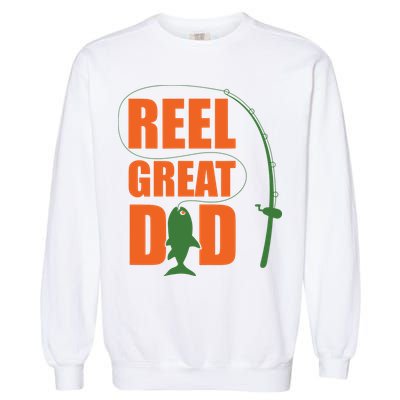 Orange Father`s Day Design For Fisherman Reel Great Dad Garment-Dyed Sweatshirt