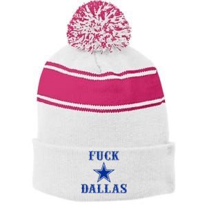 Official Fuck Dallas Western Style Design Stripe Pom Pom Beanie