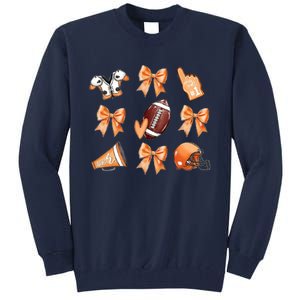 Orange Football Design Touchdown Season Coquette Football Tall Sweatshirt