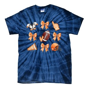 Orange Football Design Touchdown Season Coquette Football Tie-Dye T-Shirt