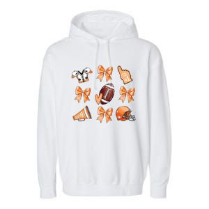 Orange Football Design Touchdown Season Coquette Football Garment-Dyed Fleece Hoodie