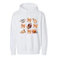 Orange Football Design Touchdown Season Coquette Football Garment-Dyed Fleece Hoodie