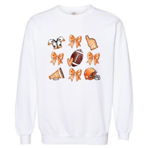 Orange Football Design Touchdown Season Coquette Football Garment-Dyed Sweatshirt