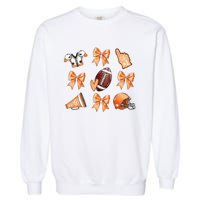 Orange Football Design Touchdown Season Coquette Football Garment-Dyed Sweatshirt