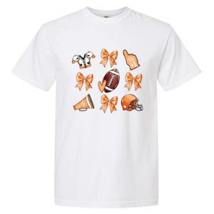 Orange Football Design Touchdown Season Coquette Football Garment-Dyed Heavyweight T-Shirt