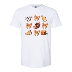 Orange Football Design Touchdown Season Coquette Football Softstyle CVC T-Shirt