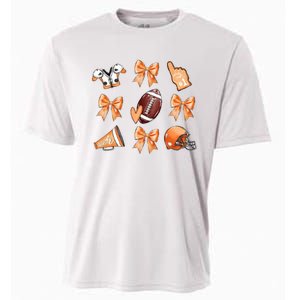 Orange Football Design Touchdown Season Coquette Football Cooling Performance Crew T-Shirt