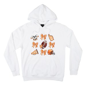 Orange Football Design Touchdown Season Coquette Football Hoodie