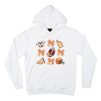 Orange Football Design Touchdown Season Coquette Football Hoodie