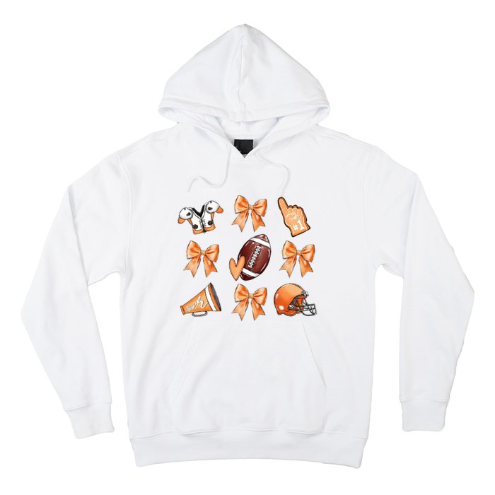 Orange Football Design Touchdown Season Coquette Football Hoodie