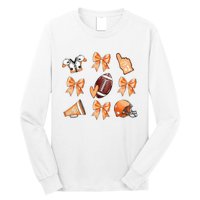 Orange Football Design Touchdown Season Coquette Football Long Sleeve Shirt