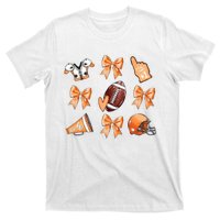 Orange Football Design Touchdown Season Coquette Football T-Shirt