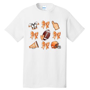 Orange Football Design Touchdown Season Coquette Football Tall T-Shirt