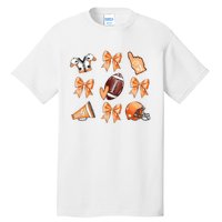 Orange Football Design Touchdown Season Coquette Football Tall T-Shirt