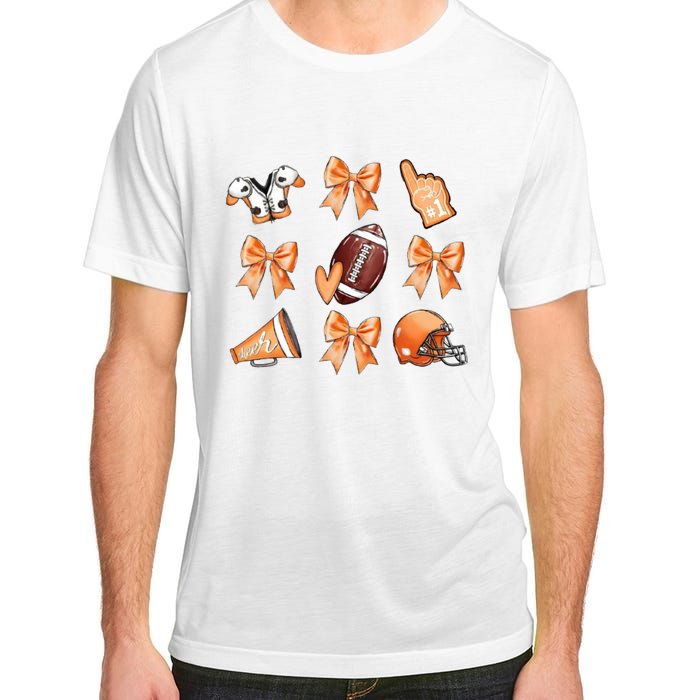 Orange Football Design Touchdown Season Coquette Football Adult ChromaSoft Performance T-Shirt