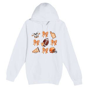 Orange Football Design Touchdown Season Coquette Football Premium Pullover Hoodie