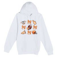 Orange Football Design Touchdown Season Coquette Football Premium Pullover Hoodie