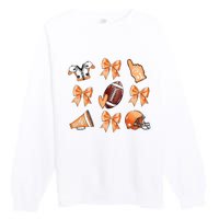 Orange Football Design Touchdown Season Coquette Football Premium Crewneck Sweatshirt