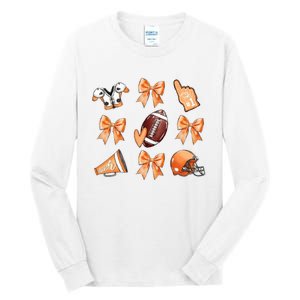 Orange Football Design Touchdown Season Coquette Football Tall Long Sleeve T-Shirt