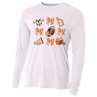 Orange Football Design Touchdown Season Coquette Football Cooling Performance Long Sleeve Crew